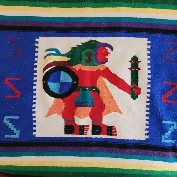VTG Zapotec Mexican tapestry throw rug - Picture 10 of 11